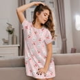 thumbnail image 3 of Qekee Rabbit And Cherry Print Women's Nightgown,Soft Comfy Sleepshirts,Short Sleeve Sleep Shirt,Loose Comfy Pajama Sleepwear, 3 of 6
