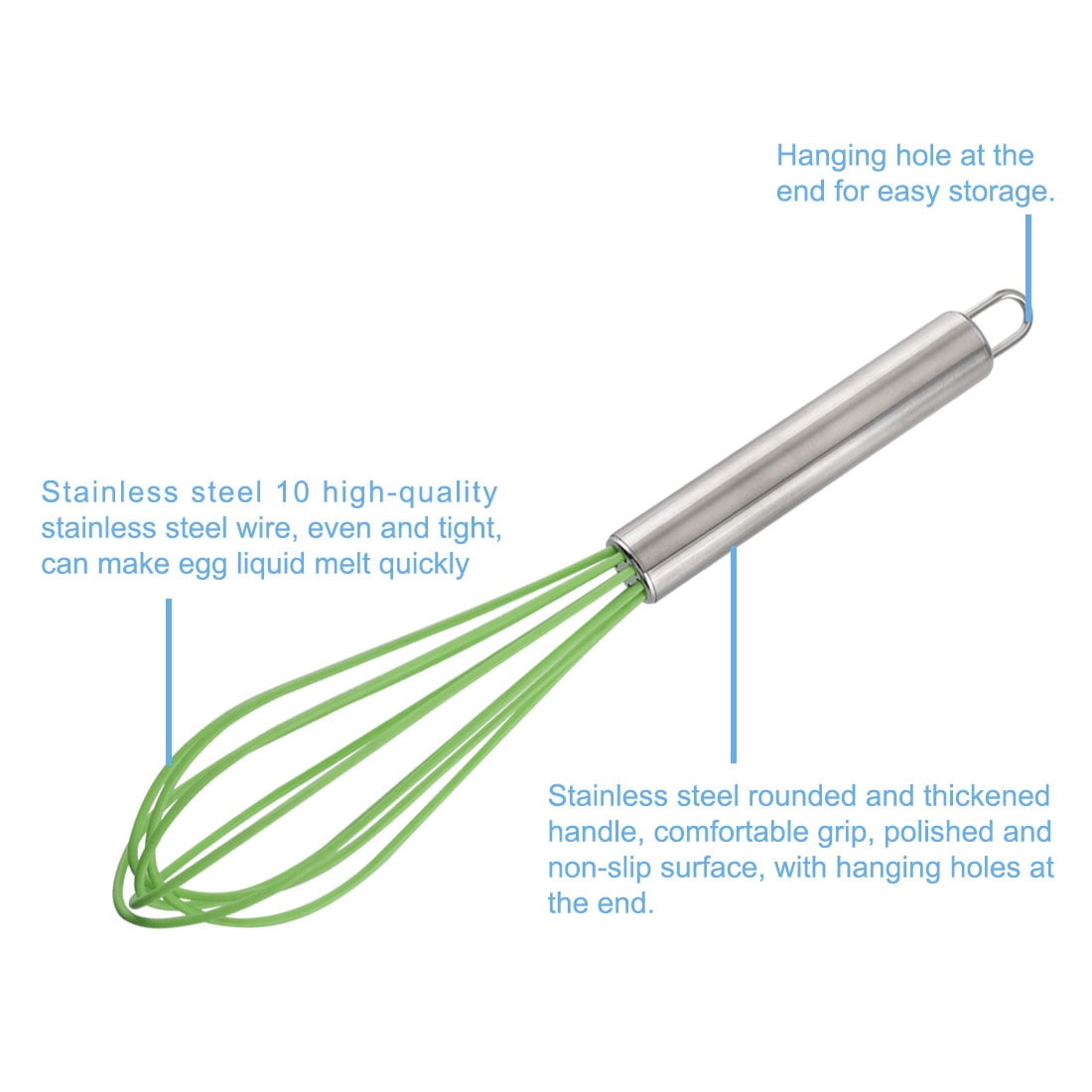 Unique Bargains Egg Whisk Silicone Mixer Kitchen Utensil Blending Stirring Green