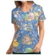 thumbnail image 1 of Top de ropa de trabajo con bolsillo y manga corta con cuello en V y estampado de conejo de Pascua a la moda para mujer Fridja  bn5102, 1 of 5