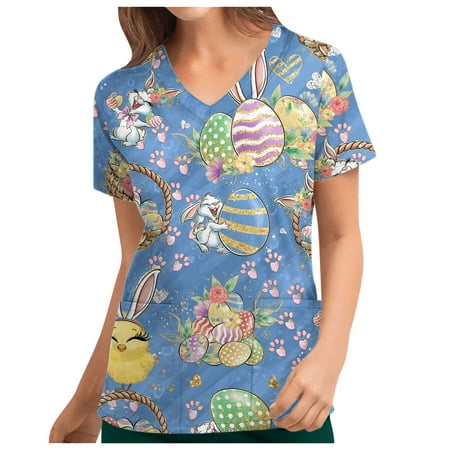 

Easter Day Tops for Women US Clearance Cute Bunny Graphic Print T-Shirt Holiday Flared Casual Shirts Oversized Loose Cute Rabbit Tunic Easter Blouse Tunic Basic Tees Scrub Tops Ladies