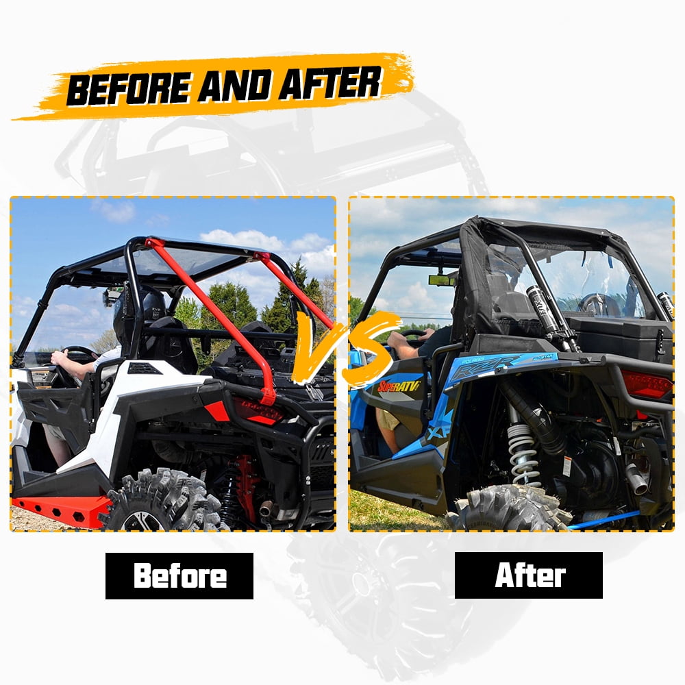 Kojem Rear Clear Windshield Compatible with  Polaris RZR 900 S 1000 XP 4 Turbo Trail EPS 2014-2021 UTV