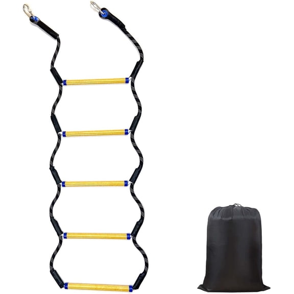 Boat Rope Ladder, 5 Step Heavy Duty 400Lbs Strength Rope Ladder for Inflatable Boat, Fishing Boat, Kayak, Motorboat, Canoeing,