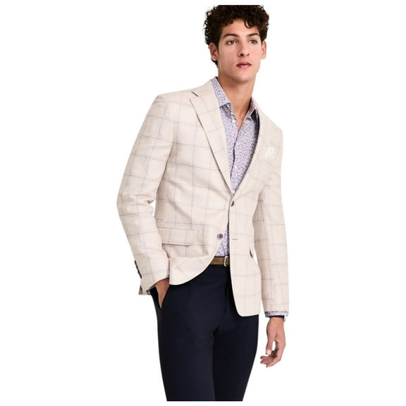 Tallia Mens Slim fit Sport Coat Blazer 38 R Beige Solid Linen
