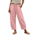thumbnail image 3 of ibiyuan Wide Leg Pants for Women High Waist Wide Leg Womens Palazzo Pants Loose Trousers Pants for Women Drawstring Lounge Pants Cropped Spring Summer Vacation Outfits, 3 of 6