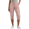 thumbnail image 6 of QATAINLAV Cargo Capris for Women Summer Casual Knee Length Long Shorts with Pockets Solid Flat Front Ceopped Work Trousers Pink XXL, 6 of 8