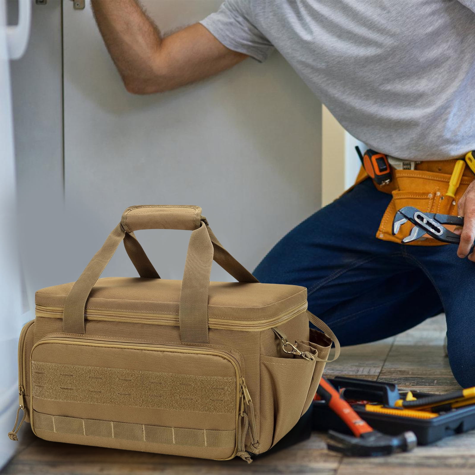 Convenient Tool Carriers with Stable Construction Work Bag Suitable for Electricians Mechanics and Maintenance Workers
