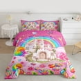 thumbnail image 2 of Manfei Dreamy Princess Castle Full Size Comforter Sets,Sweet Candy Dessert Bedding Comforter Set,Pink Fairy Tale Bedding Sets For Girls,Super Cozy Room Decor Reversible,3 Pieces, 2 of 8