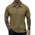 thumbnail image 3 of Hearthz Quarter Zip Men's Polo Shirts Short Sleeve Shirt for Men Collared Casual Work T Shirts Khaki XXXL, 3 of 7