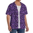 thumbnail image 2 of Gukieu Purple Leopard Print Men's Short-sleeved Shirts, Button-down Pocket Shirts, T-shirts, Beach Vacation Travel Summer Clothing-3X-Large, 2 of 5