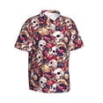 thumbnail image 2 of Daiia Skull record artist Hawaiian Shirt for Men Gentle Cotton Regular Short Sleeve Casual-Large, 2 of 9
