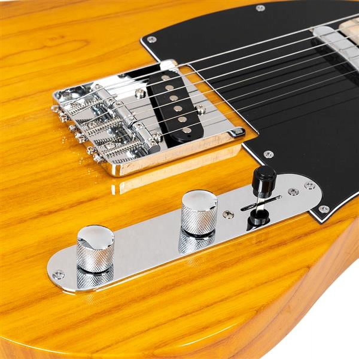 imerelez Electric Guitar w/Maple Fingerboard | 25.5" Scale Transparent Yellow | Basswood Body & Dual Single-Coil Pickups | Gig Bag, Strap, Picks, Cable, Tools