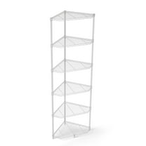 Holaki 6 Tier Heavy Duty Shelf Corner Wire Shelf Rack, 600 lbs Capacity Pentagonal Shelves, Adjustable Metal Heavy Duty Free Standing Corner Storage for Bathroom, Living Room, Kitchen - White