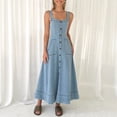 thumbnail image 3 of New women's denim midi dress with spaghetti straps and backless design, elegant and suitable for commuting., 3 of 6