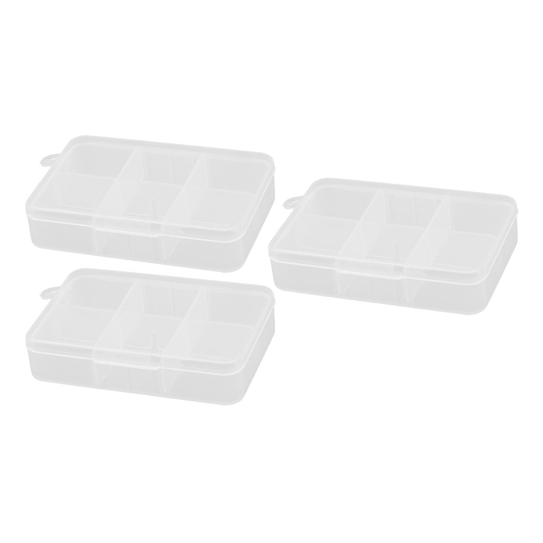 Office Plastic 6 Compartments Sundries Jewelry Hairpin Storage Case Box 3 Pcs