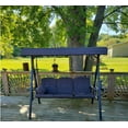 thumbnail image 4 of PURPLE LEAF Outdoor Patio Porch Swing with Stand, 3-Seat Swing Chair with Adjustable Tilt Canopy All-Weather Steel Frame for Backyard Front Porch Lawn, Cushions and Pillow Included, Navy Blue, 4 of 12