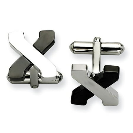 Stainless Steel Black-plating and Polished Cuff Links