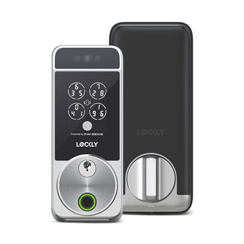 Lockly Visage Zeno Series Cerradura inteligente, reconocimiento facial y huella digital, cerradura de puerta de entrada sin llave, cerrojo Wi-Fi integrado con llave de inicio de Apple, teclado PIN Gen
