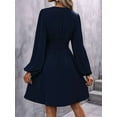 thumbnail image 5 of Women'S Elegant Dress V Neck Long Sleeve High Waist Swing Prom Cocktail Short Dresses Navy Blue M, 5 of 9