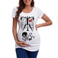 thumbnail image 2 of Hauts de Maternité d'Halloween pour Femmes, T-Shirt de Grossesse à Imprimé Squelette Amusant, Confortable, Coupe Extensible, Blouse Décontractée Froncée sur le Côté, 2 of 3
