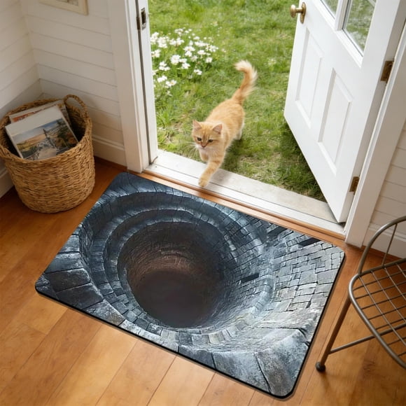 Felpudo de entrada con efecto visual estereoscópico | Felpudo antideslizante y absorbente | Felpudo resistente a la suciedad para interiores y exteriores, ideal para el hogar, el baño y la cocina.
