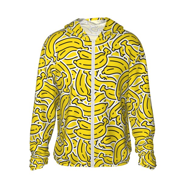 Fotbe Banana A Chaqueta con Protección Solar UPF 50+ para Hombre y Mujer, Camisa con Capucha y Bolsillos-Large