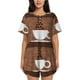thumbnail image 1 of Balery Coffee Cafe Cup Conjunto de Pijama para Mujer con Estampado, Dos Piezas de Manga Corta y Shorts, Ropa de Dormir Suave con Cuello Redondo y Bolsillos-Medium, 1 of 6