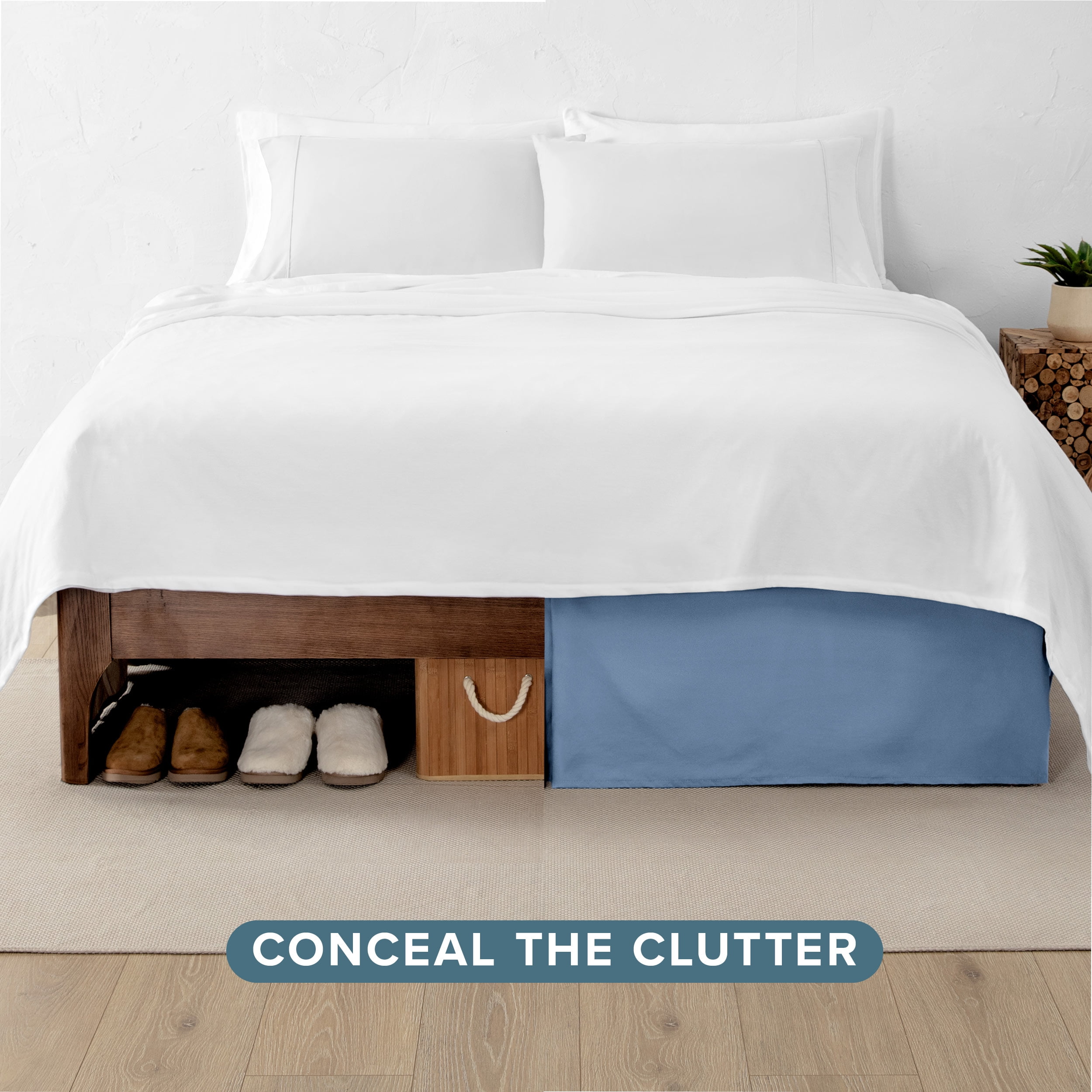 Bare Home Double Brushed Bed Skirt - Premium 1800 Collection - 15-inch Drop - Twin XL, Coronet Blue