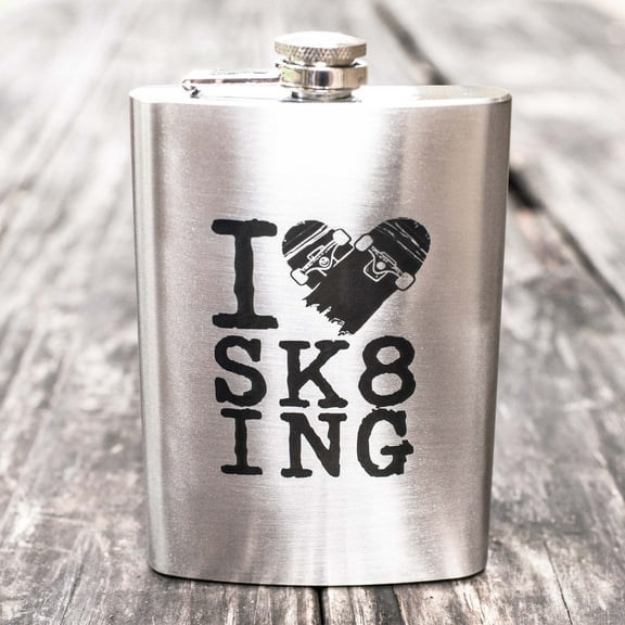 8oz I Love Skating Flask L1