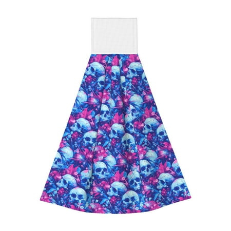 

Coaee blue Skull purple flower for Fast Absorbent Hanging Towels with Velcro for Kitchen Bathroom Laundryroom