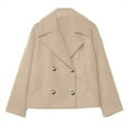 thumbnail image 4 of UJNDER Winter Jackets for Women Stylish Plus Size Short Coat with Notched Lapel Thickened Warm Wool Blend Outerwear Beige L, 4 of 4