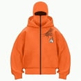thumbnail image 3 of Towmus Balaclava Halloween Hoodie Graphic Sweatshirt Zipper, Built-In Eye Mask, Double Hooded Full Zip Winter Coats with Pocket, Unisex, Orange， L, 3 of 5