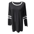 thumbnail image 3 of Color Block Long Sleeve Women's Casual Top Trendy Round Neck Shirt For Young Women Tops plus Size Junior Tops Summer Tops plus Size Women plus Size Satin Camisoles for Women plus Size Winter Clothes, 3 of 3