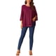 thumbnail image 2 of INSPIRAR CHIC Blusa de Chifón para Mujer Cuello Redondo de Manga 3/4 Capa Doble Top Casual XL Rojo Vino, 2 of 5