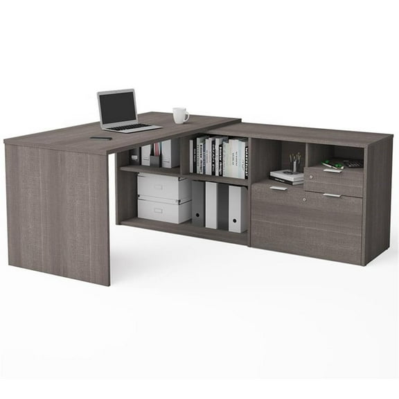 Atlin Designs L Shape Computer Desk in Bark Gray