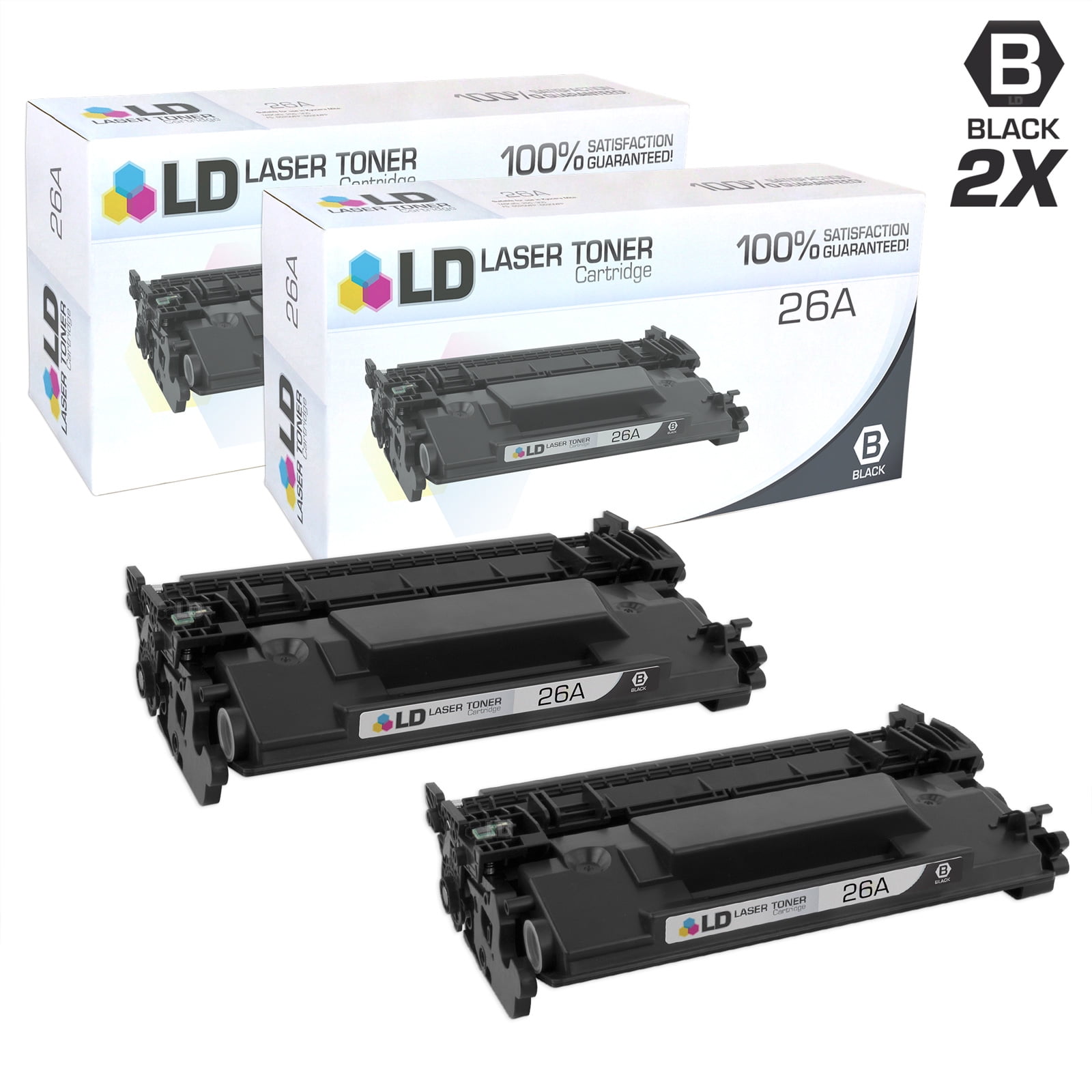 LD Compatible Replacement for 26A CF226A Black Toner Cartridge 2Pack