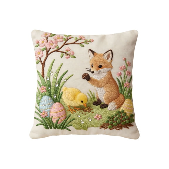 REZUOFI 3 Pcs Easter Decorative Throw Pillow Cover Cute Embroidery Pattern for Sofa Bedroom Living Room Home Decor Accent 45*45cm