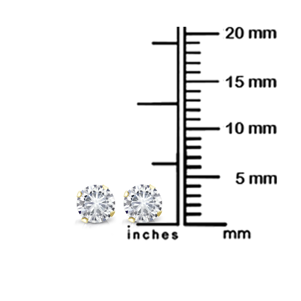 Gem Stone King 14K Yellow Gold White Moissanite Stud Earrings for Women Men | 0.46 Cttw | Round 4MM
