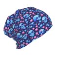 thumbnail image 2 of Pofeuu Blue Skull Flower Print Toddler Beanies for Boys Baby Warm Slouchy Skullcap Hats Toddler Beanie Knit Caps Hats for Kids, 2 of 7