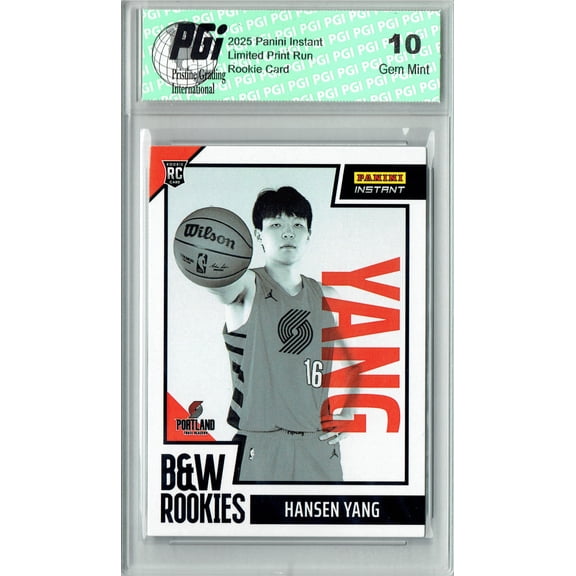 Hansen Yang 2025 Panini Instant #BWR-34 Black White 256 Made Rookie Card PGI 10