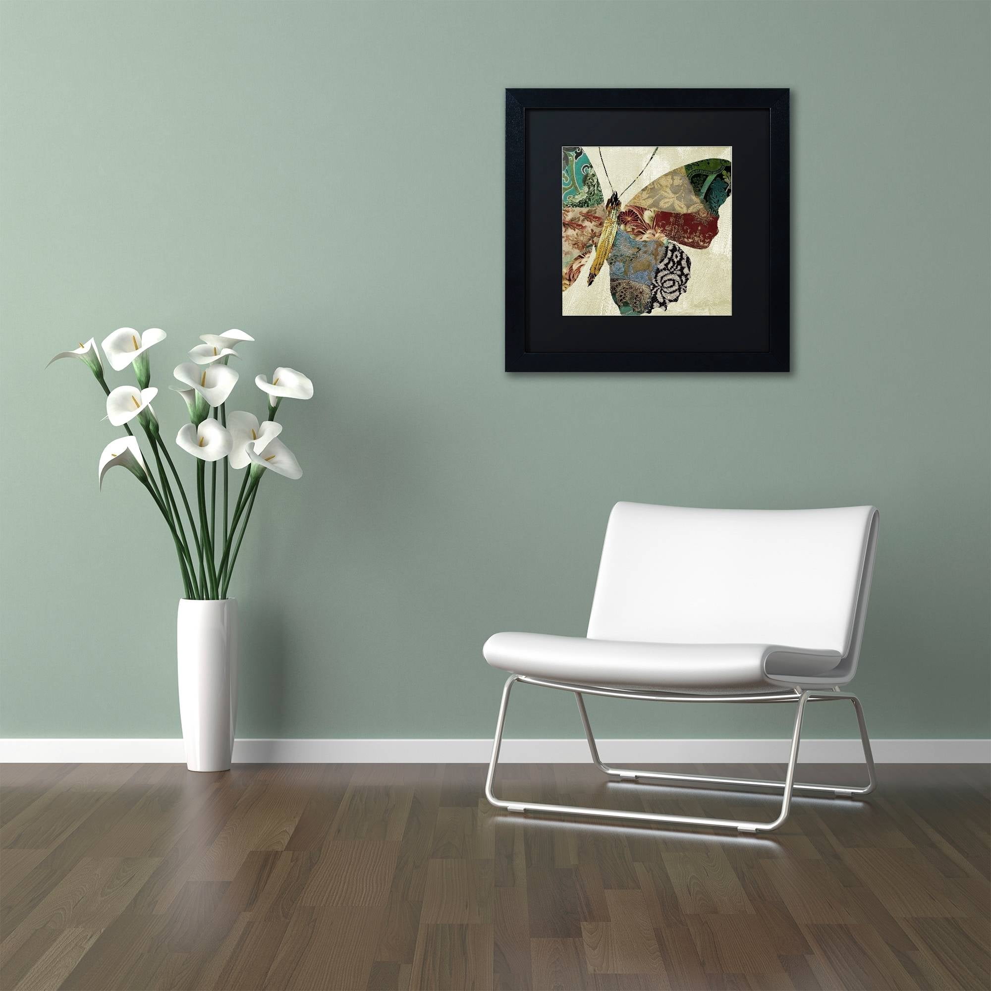 Trademark Fine Art "Butterfly Brocade II" Canvas Art by Color Bakery Black Matte, Black Frame