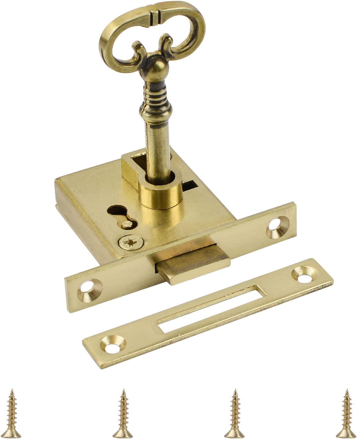 Vintage Lock, 1 Pack Gold Lock Set with Key Retro Desk Drawer