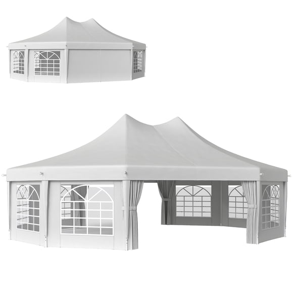 Outsunny Tente de Fête Décagonale à Sommet Haut 21 Pieds x 29 Pieds pour Fêtes