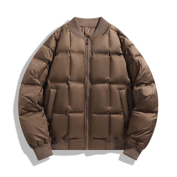 Lovzfmll Men's Quilted Jacket Stand Collar Zip Up Lightweight Puffer Brown, 3XL