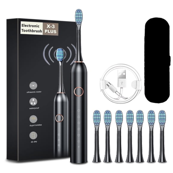 Toothbrush- Toothbrush With 8 Brush Heads With Travel Case- 6 Cleaning Modes- IPX7 Water Proofing-Newly Upgraded Toothbrush- Longer