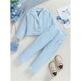 thumbnail image 2 of Bagilaanoe 2pcs Toddler Baby Girl Fall Suits Pants Set Long Sleeve Cropped Jackets + Trousers 2T 3T 4T 5T 6T Kids Casual Clothes, 2 of 9