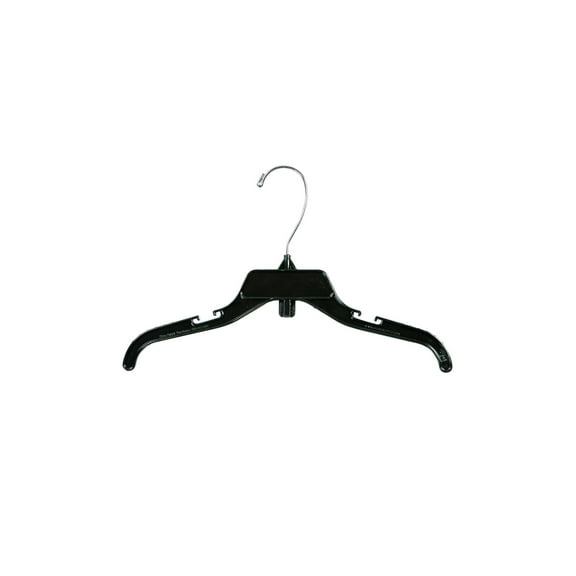 SSWBasics Break-Resistant Black Plastic Hangers - 12 Inch Small Hangers for Kids  Children's Dress Hangers  Case of 100  Durable Black Hangers Plastic