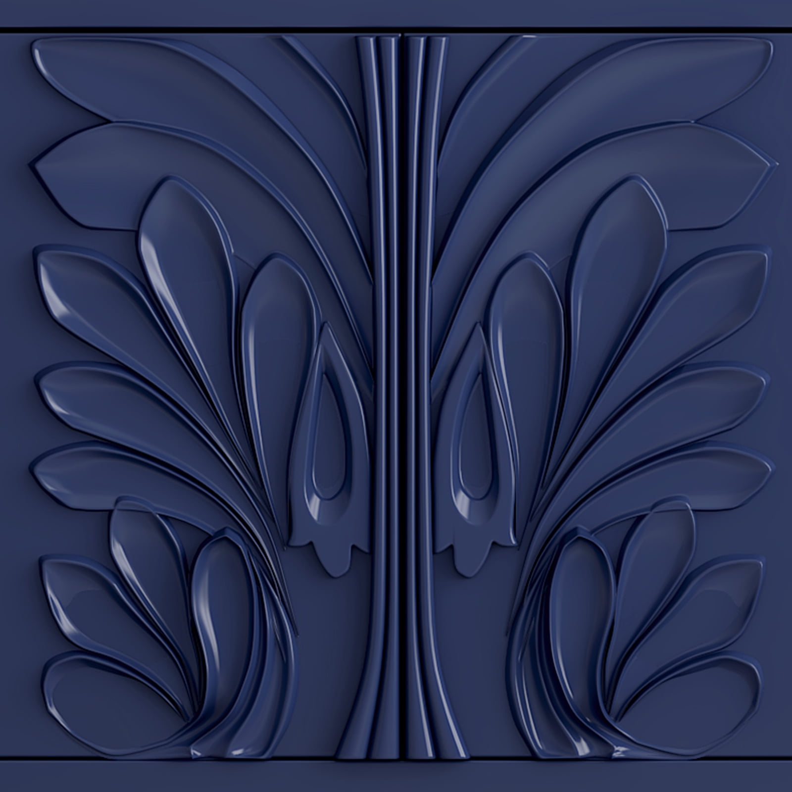 HLR 63" Modern Wood TV Stand with 3D Flower Pattern for TV Up To 75", Entertainment Center with Storage, Navy Blue