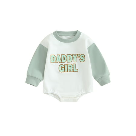 

Mioliknya Baby Girl Fall Romper Cute Letter Embroidery Long Sleeve Bodysuit