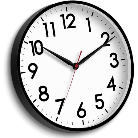EnjinZZ 16 Inch Wall Clock Large Silent Non-Ticking Wall Clocks Battery Operated - Analog Classic Clock Decorative for Living Room, Office, Home, School(Black)