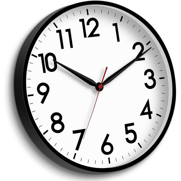 EnjinZZ 16 Inch Wall Clock Large Silent Non-Ticking Wall Clocks Battery Operated - Analog Classic Clock Decorative for Living Room, Office, Home, School(Black)